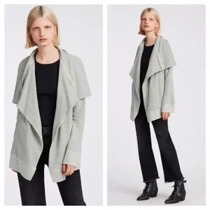 All Saints Mila Dahlia Sweatshirt Grey Zipper Oversized Cardigan Women's Size M